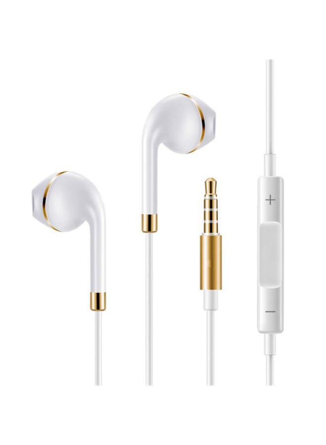 Color 5 Generation Golden Edge Headset For Apple Android Mobile Phone Universal White Network Wire Control With Microphone Universal Version Headset-Color:Black