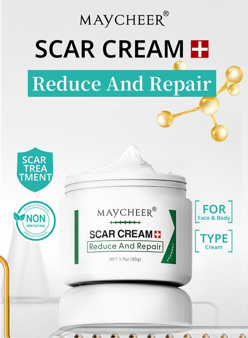مايتشير كريم الندبات، جل إزالة الندبات، كريم تقليل وإصلاح علامات الجراحة والإصابات والحروق والتمدد، 50 جرام - Image 2