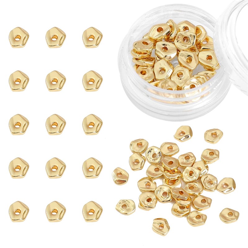 خرز BEADIA 14K مطلية بالذهب خرز فاصل غير منتظم 5x6 مللي متر 30 قطعة لصنع المجوهرات نتائج غير تشويه - Image 1