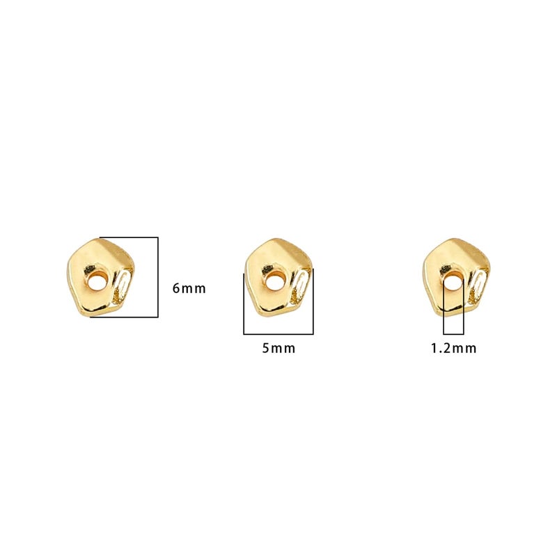 خرز BEADIA 14K مطلية بالذهب خرز فاصل غير منتظم 5x6 مللي متر 30 قطعة لصنع المجوهرات نتائج غير تشويه - Image 2