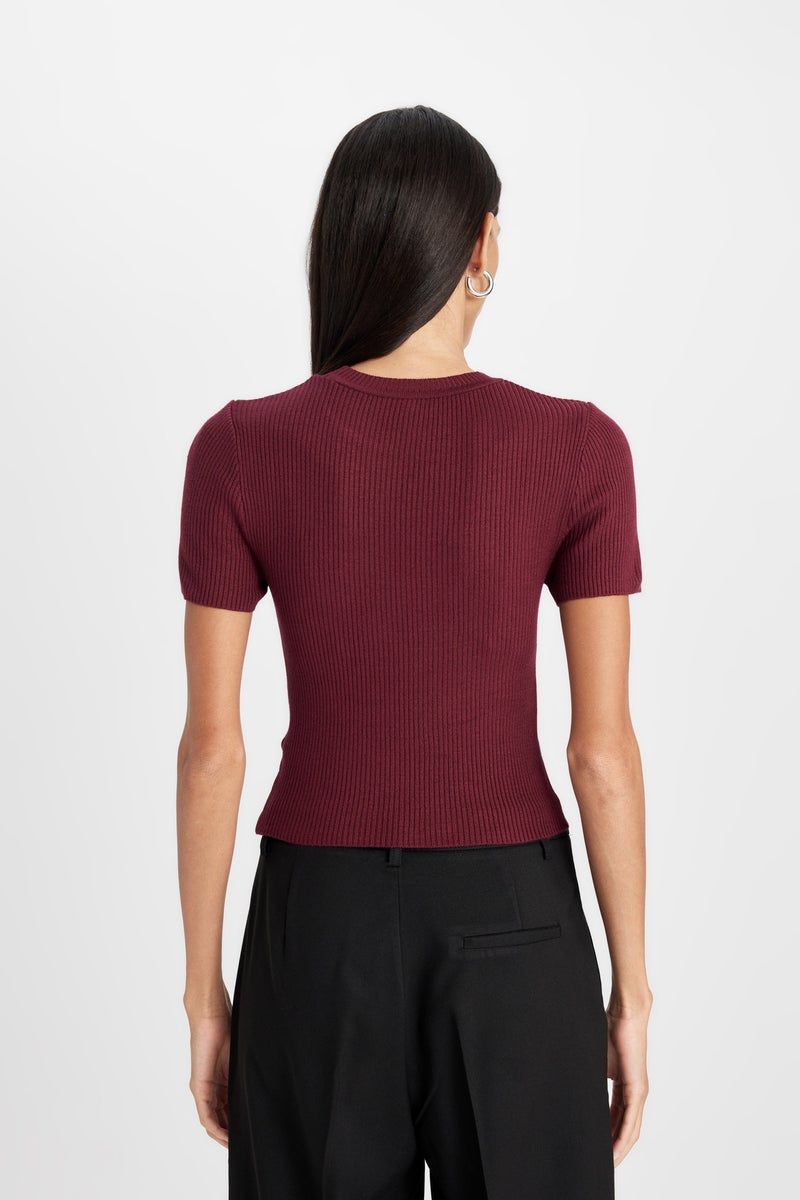 DeFacto Woman Basic Corduroy Knitted Crop Pullover  - Image 3
