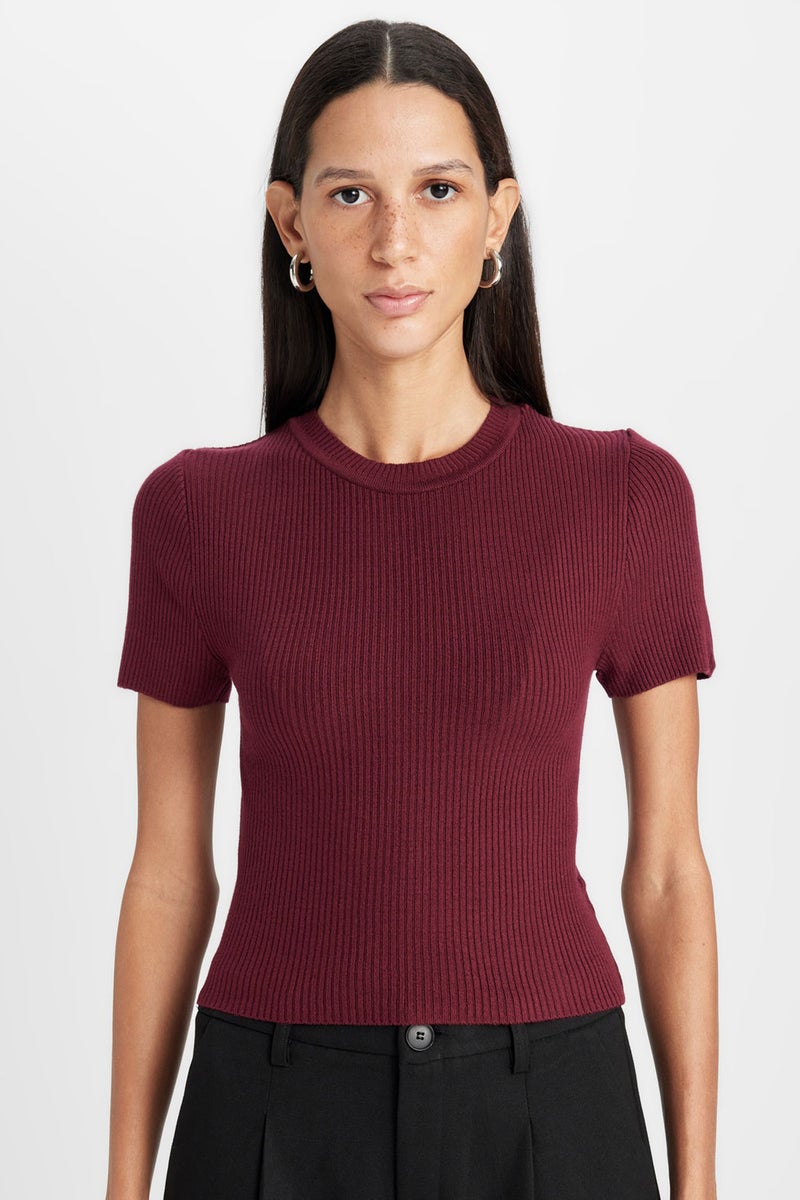 DeFacto Woman Basic Corduroy Knitted Crop Pullover  - Image 1