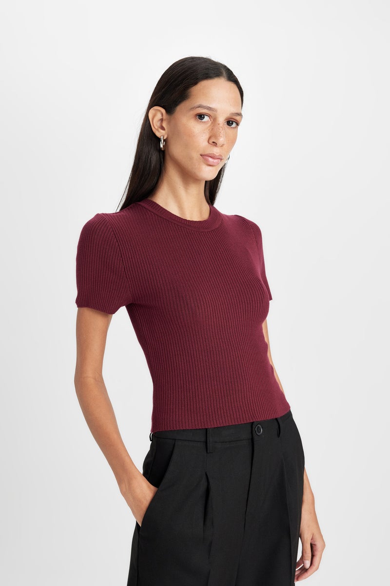 DeFacto Woman Basic Corduroy Knitted Crop Pullover  - Image 5