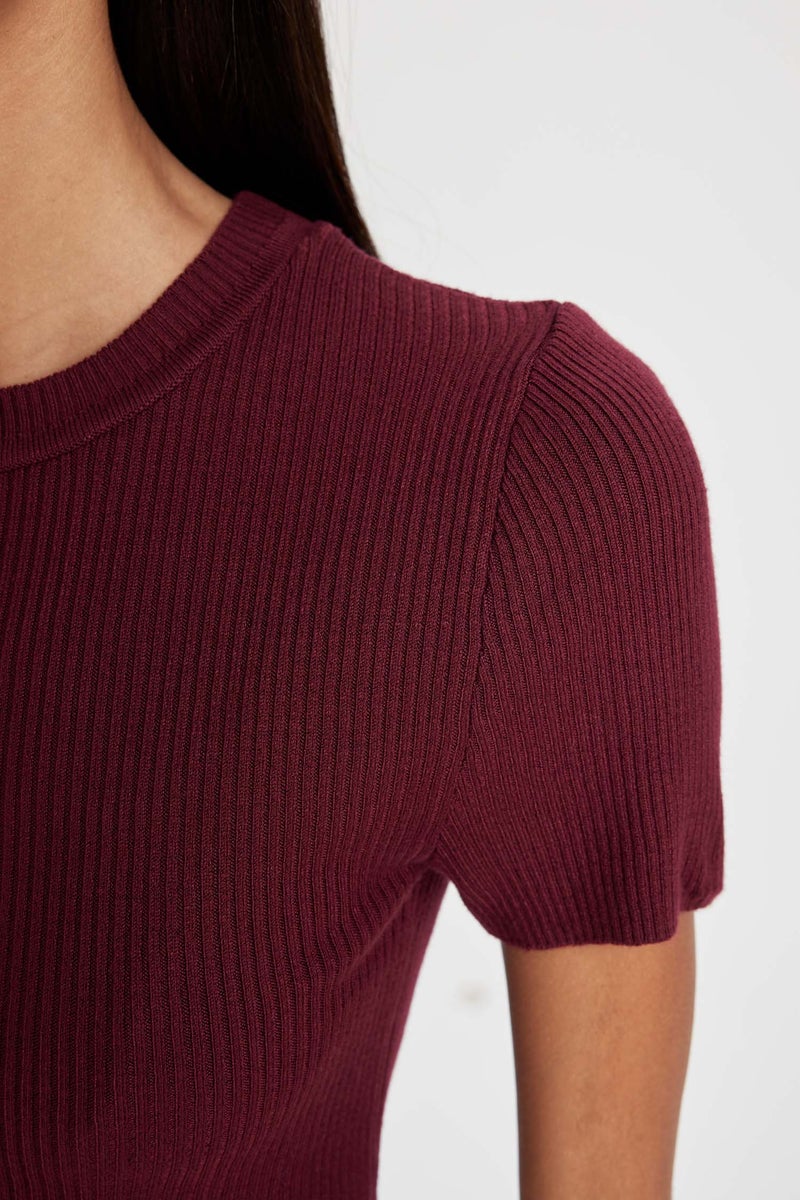 DeFacto Woman Basic Corduroy Knitted Crop Pullover  - Image 4