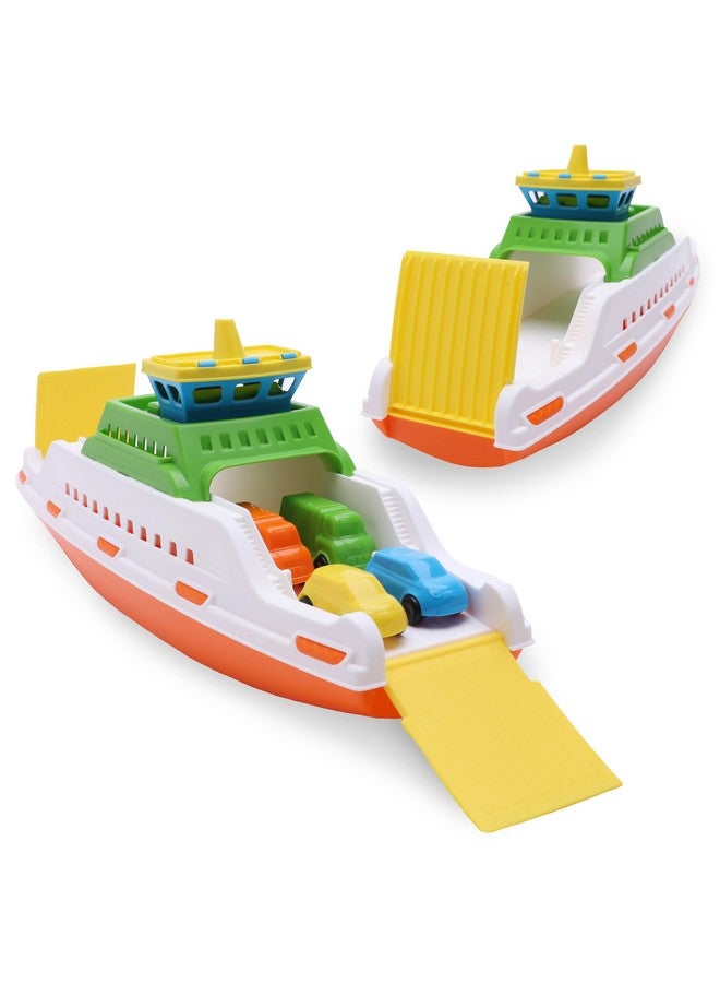 Toyland® 39cm (15") Colourful Ferry Boat with Moveable Ramps & 4 Mini Cars - Kids Floating Water Toy - Pool & Bathtime Toys - 3 Years+ - Image 1