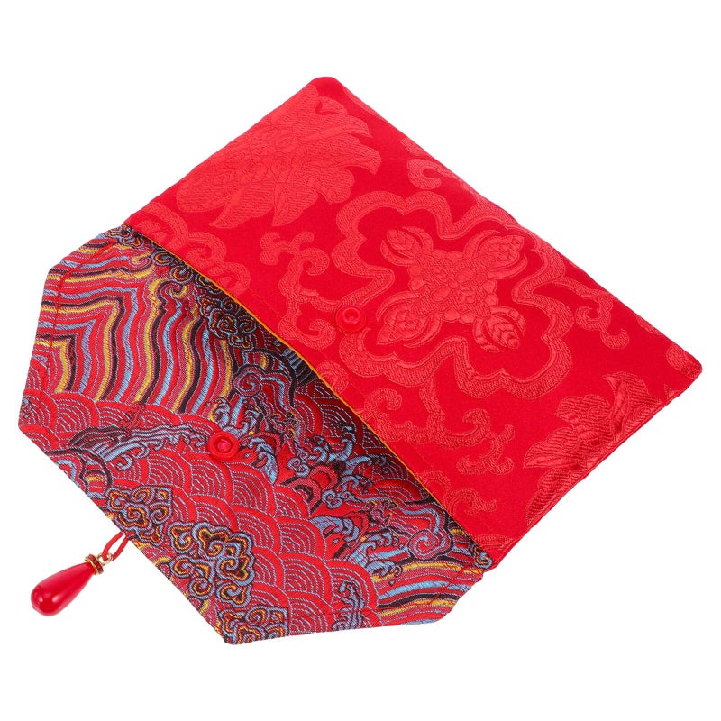 Auspicious Cloud Pattern Chinese Red Wedding Envelopes 10pcs Horizontal Lucky Money Pockets - Image 2