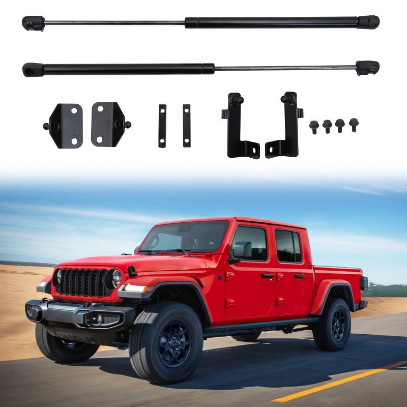 Tecbaba Hood Lift Supports Compatible with 2020-2026 Jeep Gladiator JT 2018-2026 Wrangler JLU Hood Support Struts Hood Dampers All Weather 1 Pair for 2025 Gladiator Accessories - Image 1