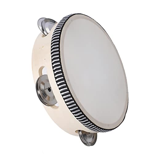 Javik Tambourine 6 Inch Hand Held Small Tambourines Drum with Metal Jingles Bell Percussion Musical Instrument for Party Games Music Education - Image 3