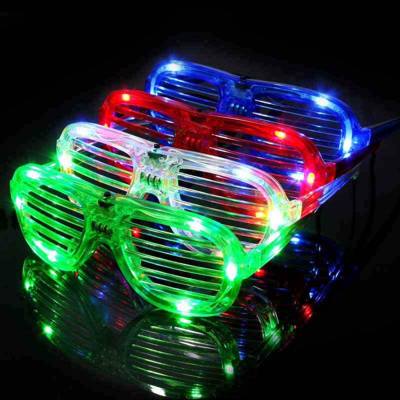 M.Best 4 Pack Led Glasses 4 Colors Light Up Glasses Glow In The Dark Party Supplies Favor For Kids Adult Birthday Raves Halloween Christmas  New Year - Image 1