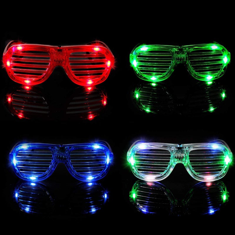 M.Best 4 Pack Led Glasses 4 Colors Light Up Glasses Glow In The Dark Party Supplies Favor For Kids Adult Birthday Raves Halloween Christmas  New Year - Image 2