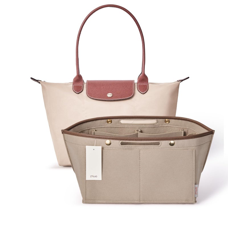 ZTUJO Purse Organizer Insert For Le Pliage, Compatible with Longchamp Le Pliage Shoulder Bag S/L, Top Handle S/Mï¼ŒEnergy S/L, Xtra S, Longchamp Organizer Insert (Beige, Small) - Image 1