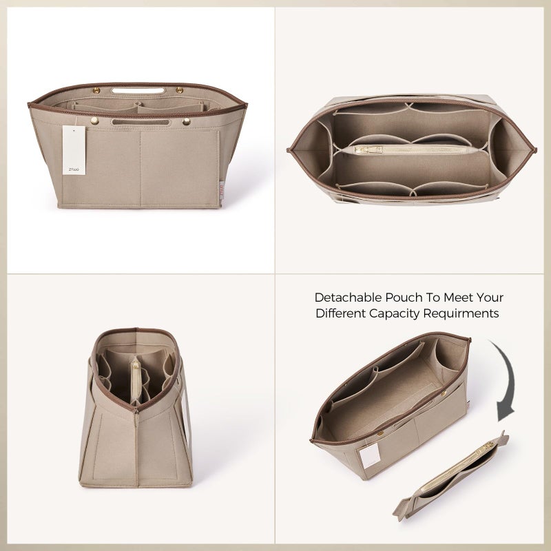 ZTUJO Purse Organizer Insert For Le Pliage, Compatible with Longchamp Le Pliage Shoulder Bag S/L, Top Handle S/Mï¼ŒEnergy S/L, Xtra S, Longchamp Organizer Insert (Beige, Small) - Image 4