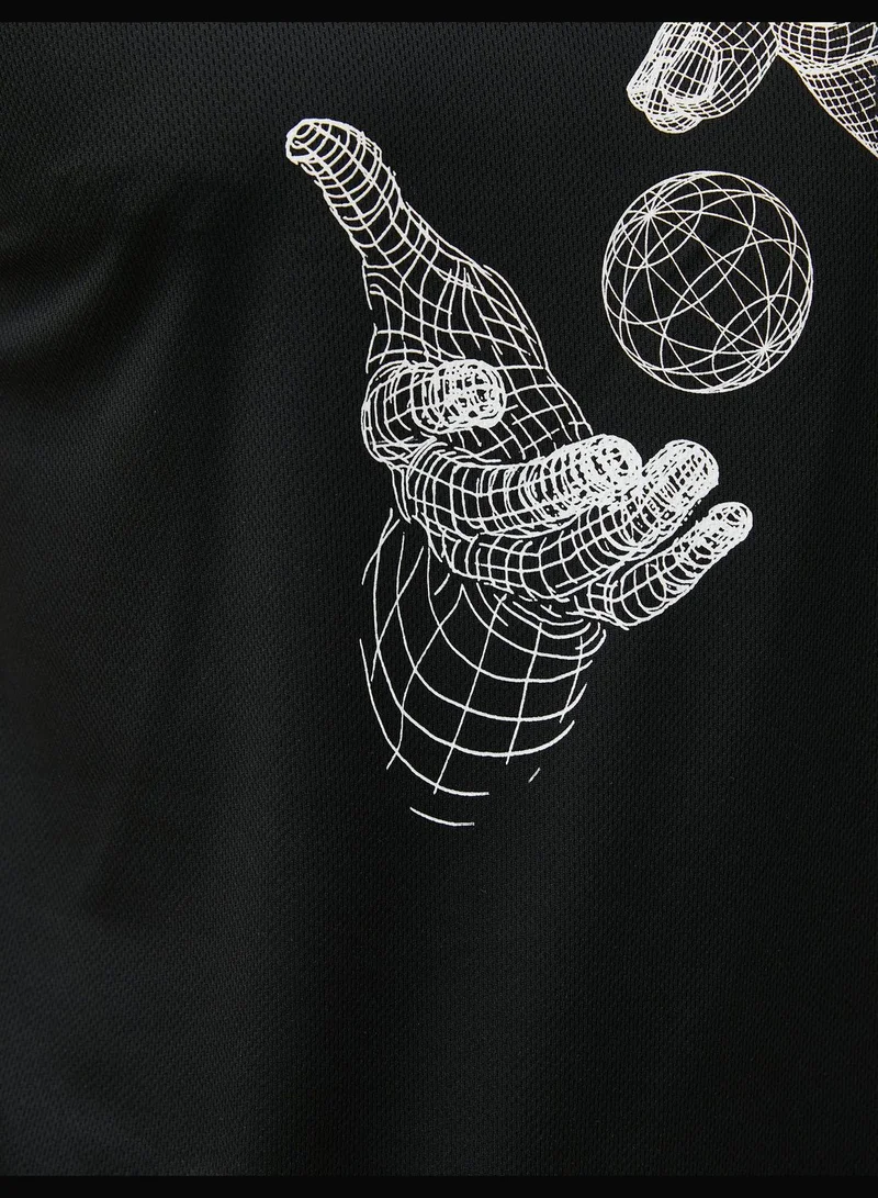 KOTON Sport T-Shirt Slogan Printed Crew Neck Raglan Sleeve