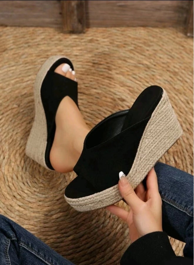 Women Lady Espadrille Wedges Slipper - Image 2