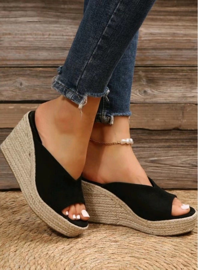 Women Lady Espadrille Wedges Slipper - Image 3