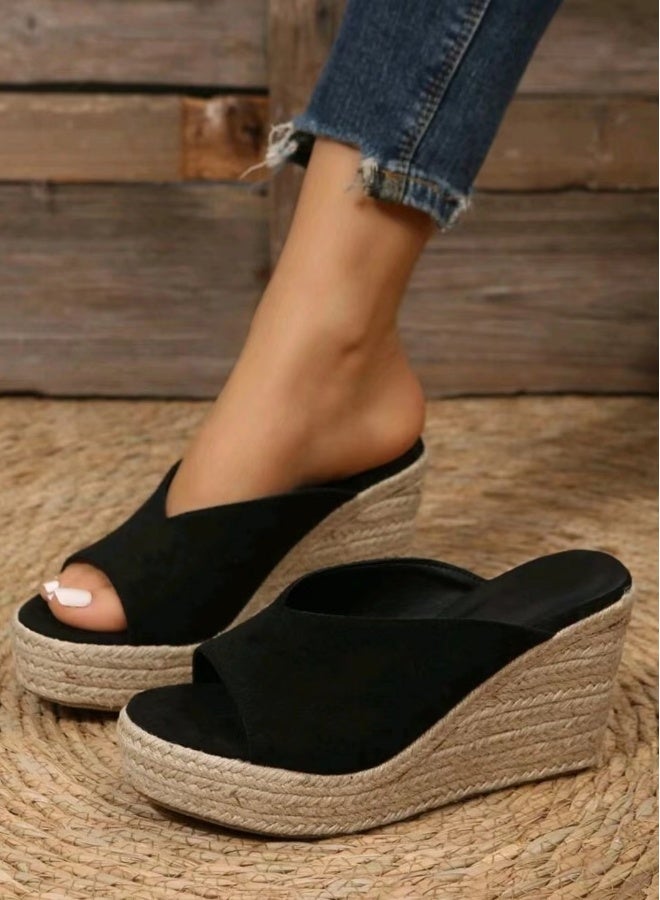 Women Lady Espadrille Wedges Slipper - Image 1