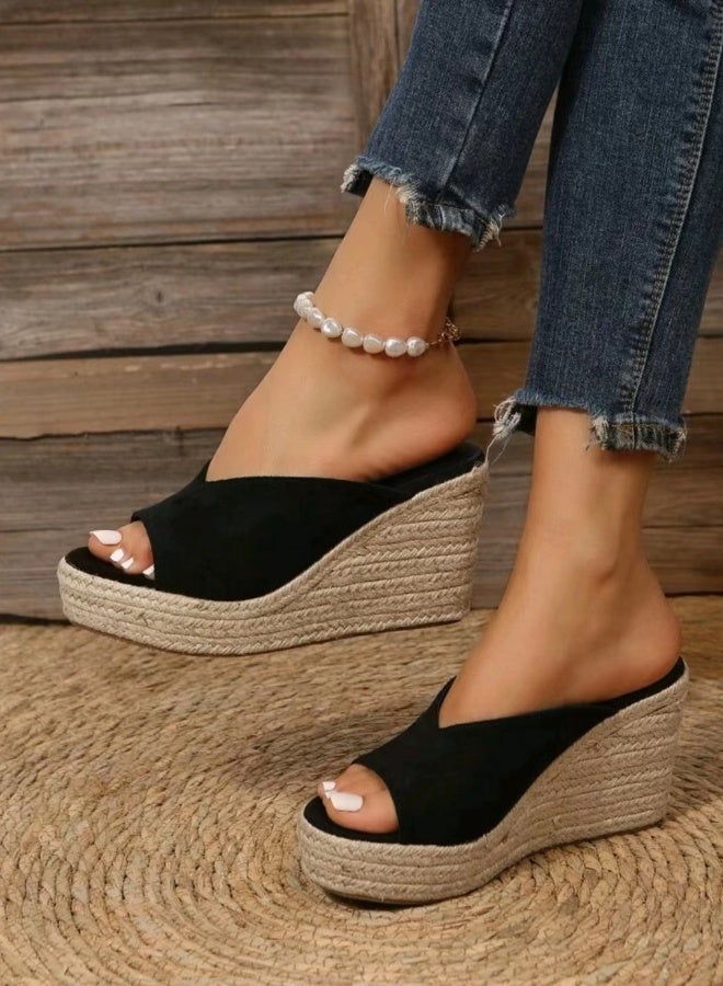 Women Lady Espadrille Wedges Slipper - Image 5