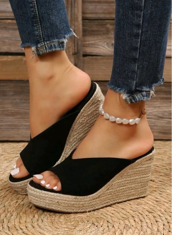 Women Lady Espadrille Wedges Slipper - Image 4