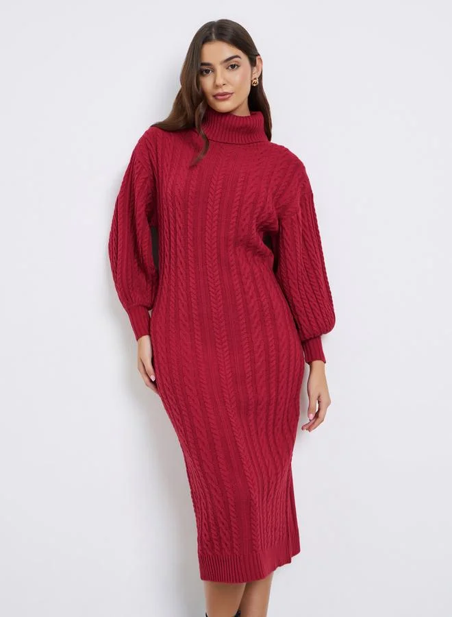 ستايلي فستان ميدي محاك بكابل أحمر