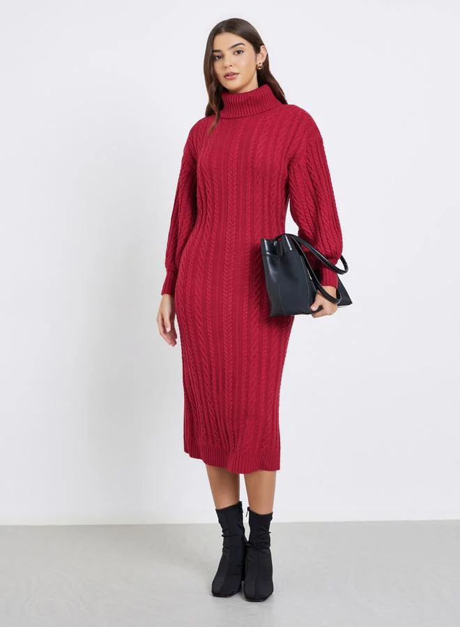 ستايلي فستان ميدي محاك بكابل أحمر