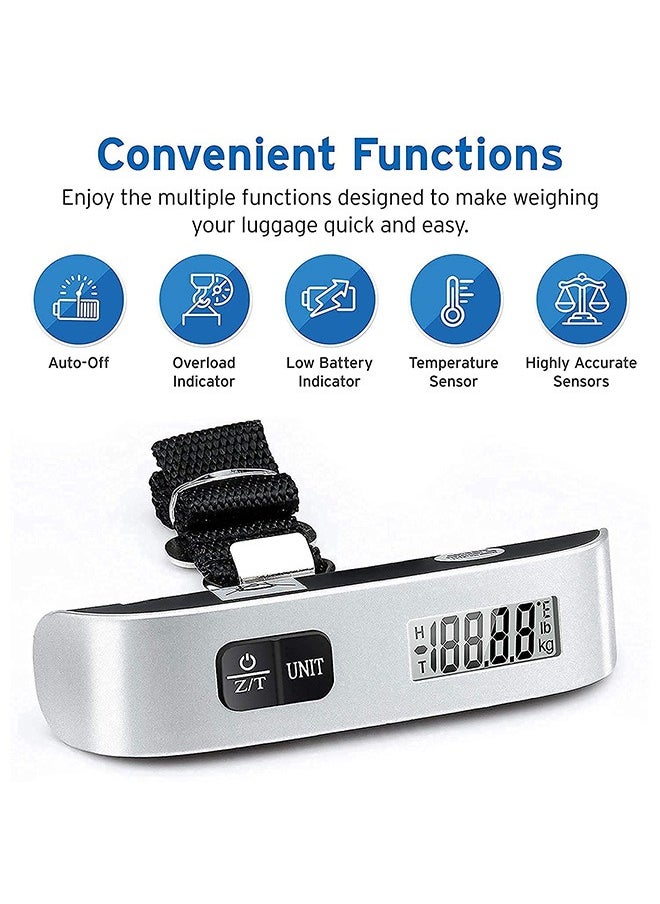Lukadah - Digital Hanging Luggage Scale Portable Handheld Baggage Scale for Travel Suitcase Scale for Traveling with LCD Display 50kg/110lb - Image 1