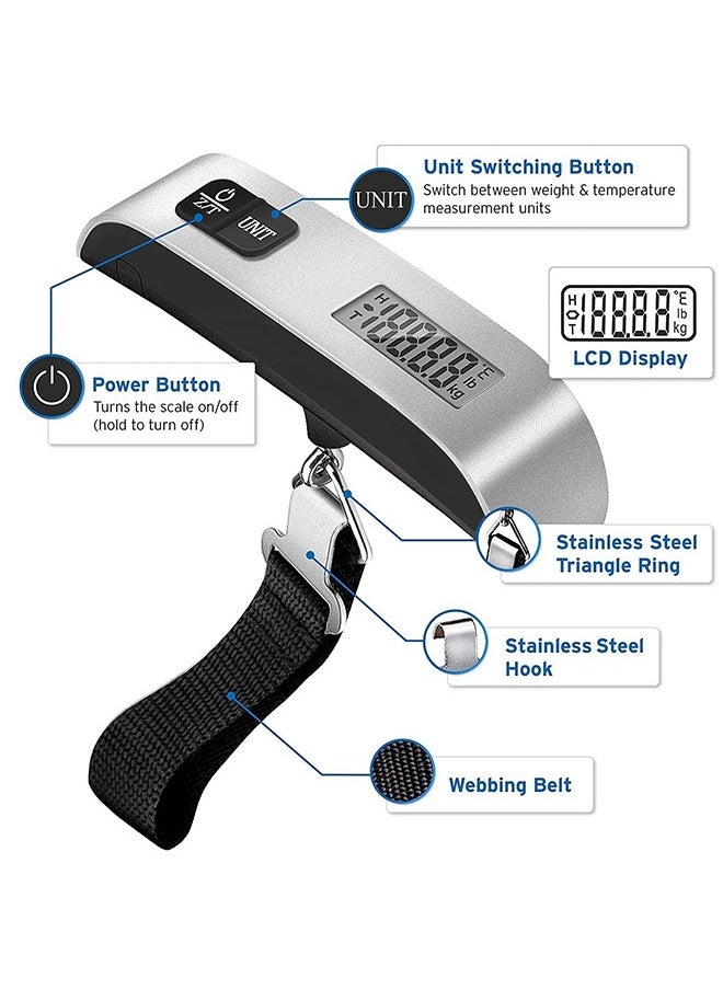Lukadah - Digital Hanging Luggage Scale Portable Handheld Baggage Scale for Travel Suitcase Scale for Traveling with LCD Display 50kg/110lb - Image 1
