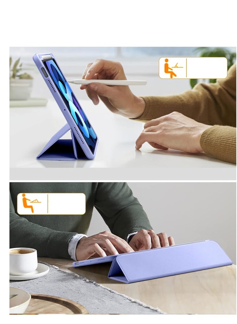 EVO iPad Air 6th/5th/4th Generation Case (2024/2022/2020) 10.9 Inch Case with Right Side Pencil Holder Hard PC Acrylic Transparent Back (Purple)  - Image 3