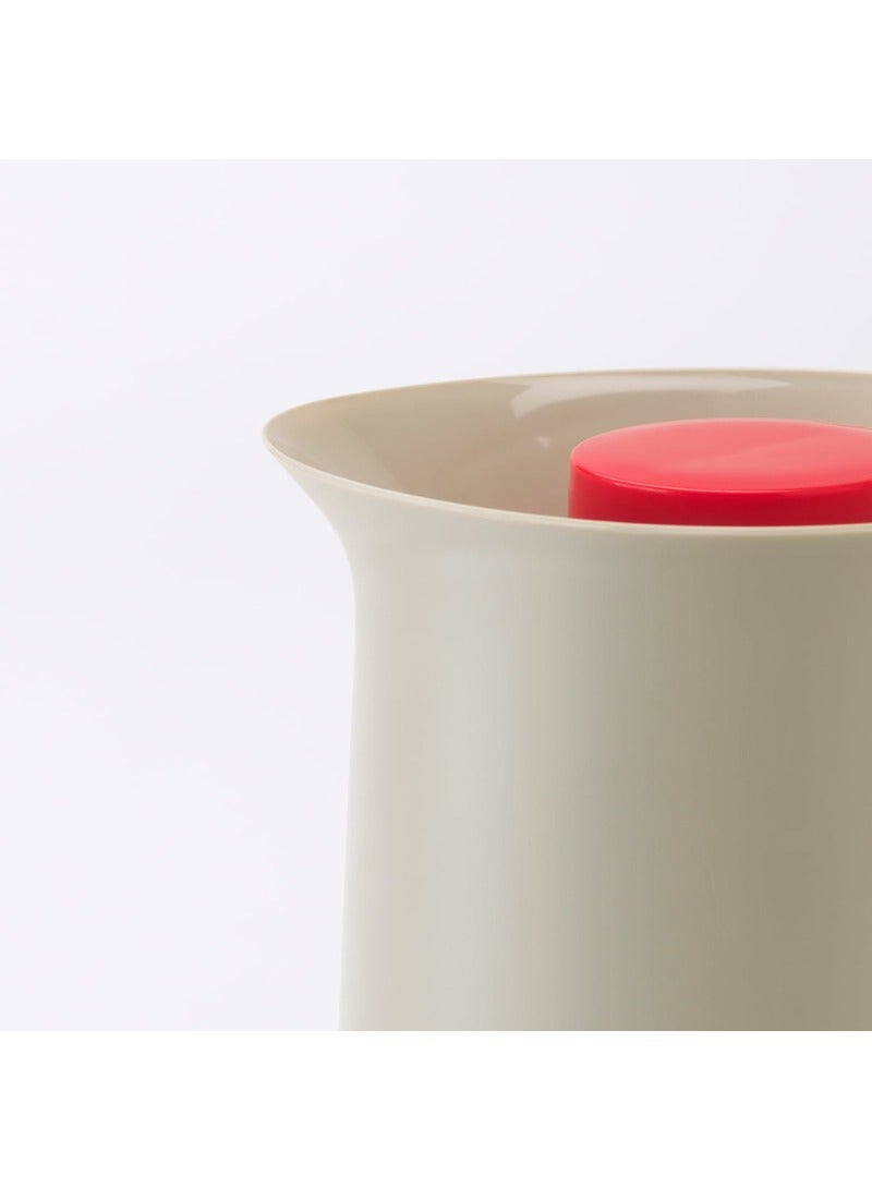 BEHOVD Vacuum Flask, Beige/Red, 1L - Image 2