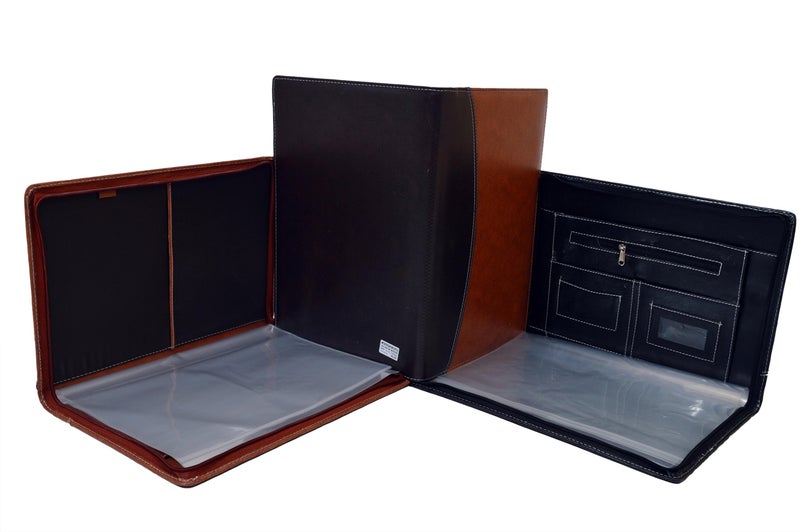 Amazinghind Leatherette Material Professional Files and Folders, Certificate, Documents Holder with 20 Leafs, Pack of 3 | Color: Brown,Black,Mix | Size-B4 - Image 5
