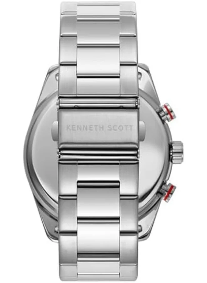 KENNETH SCOTT Kenneth Scott Men's Epson VX9N Movement Watch, Analog Display and Stainless Steel Strap - K24117-SBSW, Silver