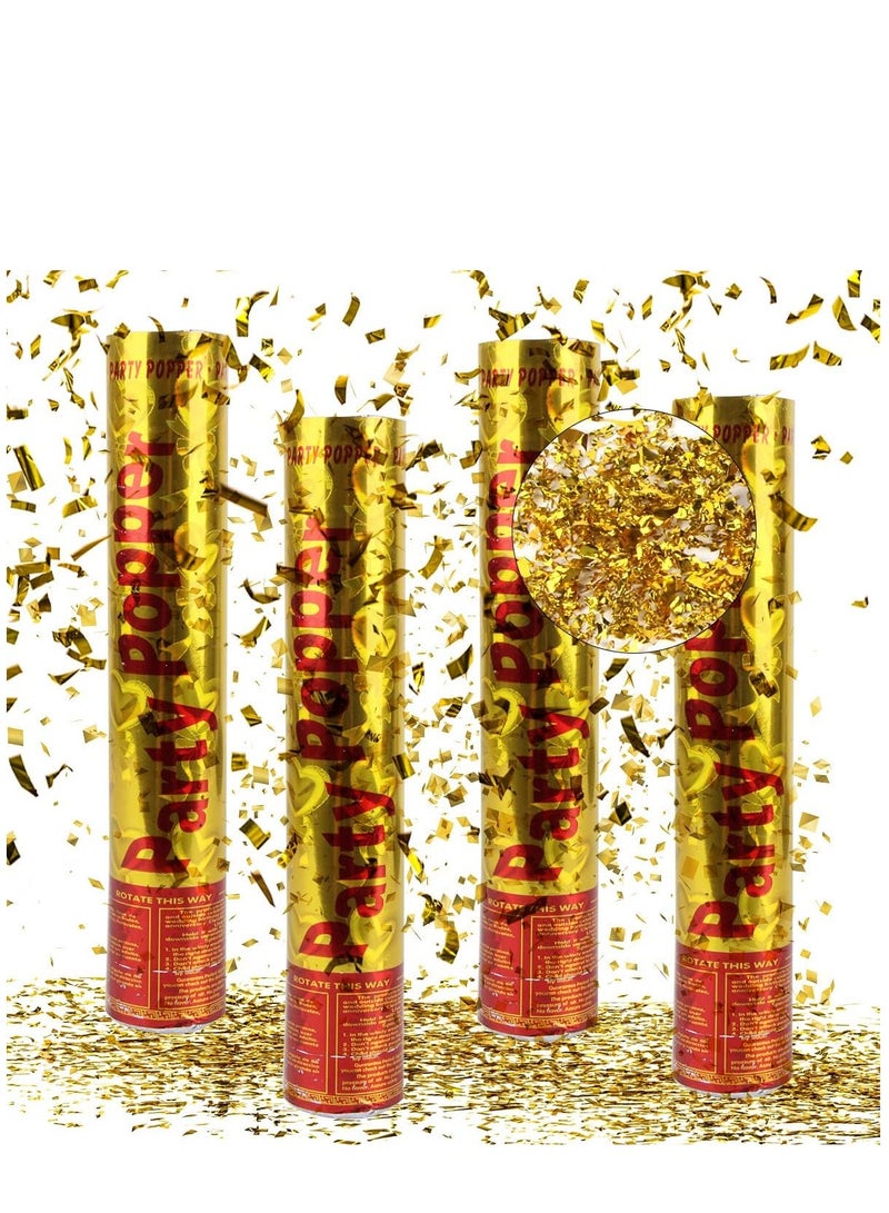 Wedding Confetti Cannon*4, Party Pop, Dot Shooter, Gold Confetti Cannon, Confetti Cannon for Wedding, Party, Birthday, New Year's Eve  - Image 1