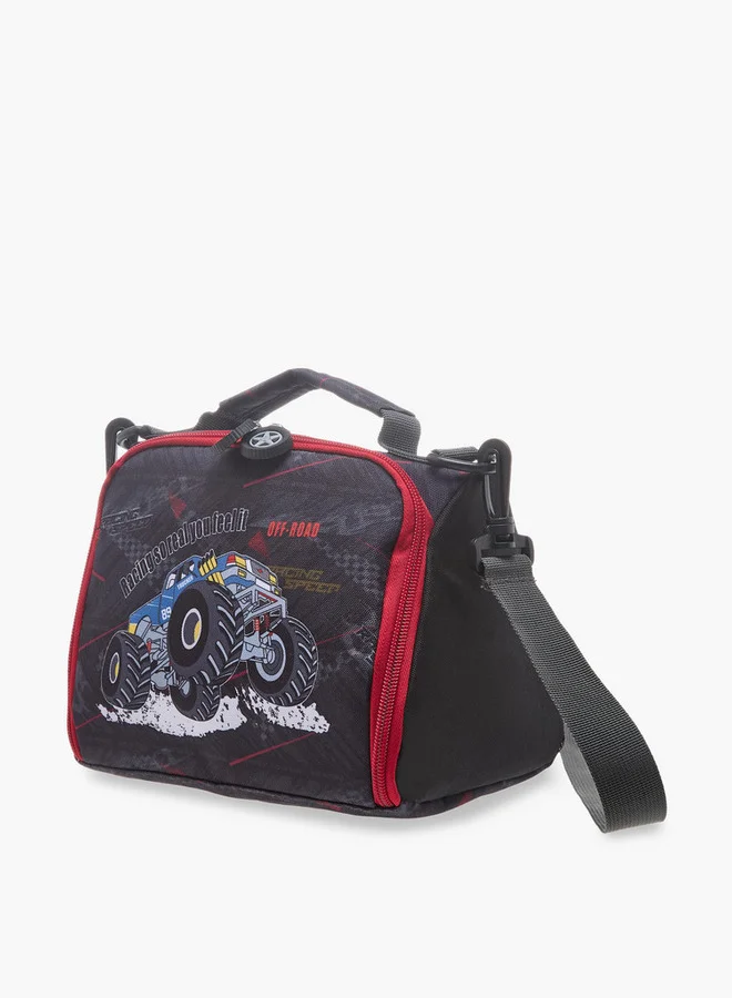 LBL by Shoexpress Boys Monster Truck Graphic Print Lunch Bag with Zip Closure