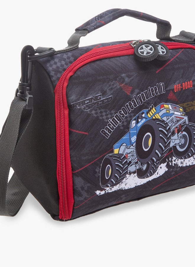 LBL by Shoexpress Boys Monster Truck Graphic Print Lunch Bag with Zip Closure  - Image 4