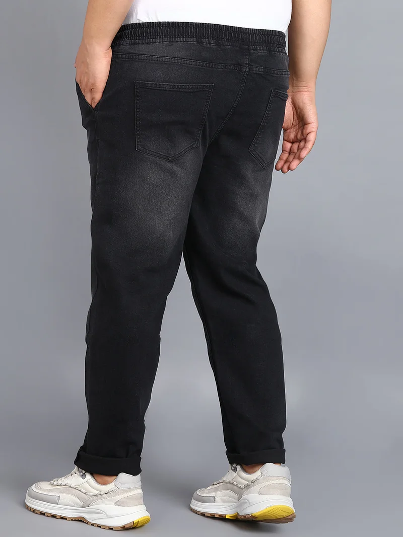Urbano Fashion  Urbano Plus Men's Black Regular Fit Washed Jogger Jeans Stretchable for Men | Best Price UAE