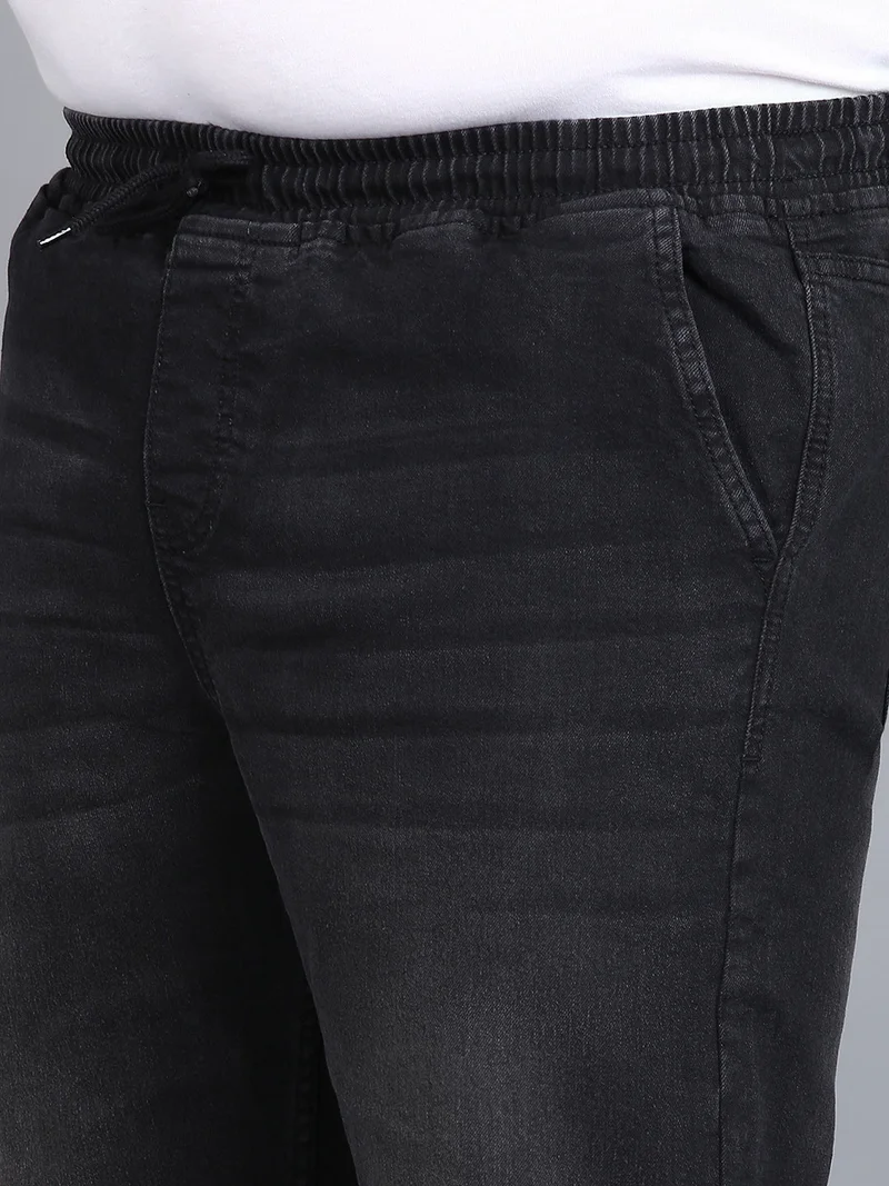 Urbano Fashion  Urbano Plus Men's Black Regular Fit Washed Jogger Jeans Stretchable for Men | Best Price UAE