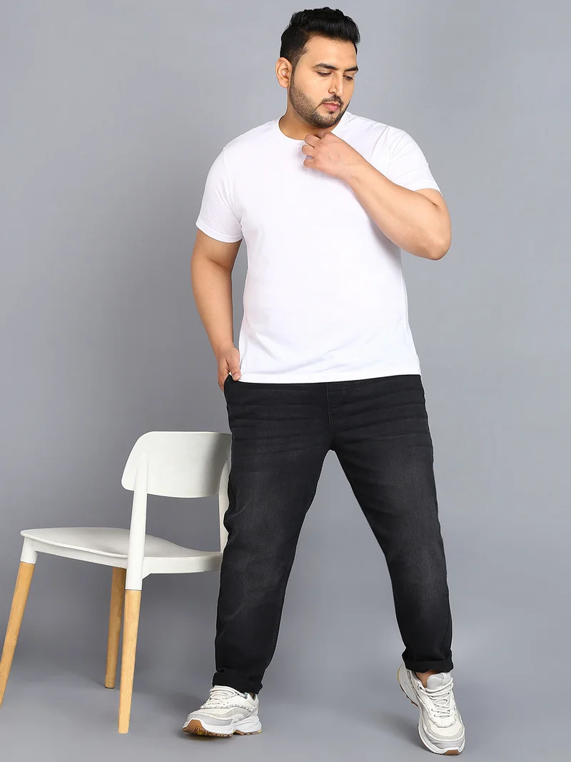 Urbano Fashion  Urbano Plus Men's Black Regular Fit Washed Jogger Jeans Stretchable for Men | Best Price UAE