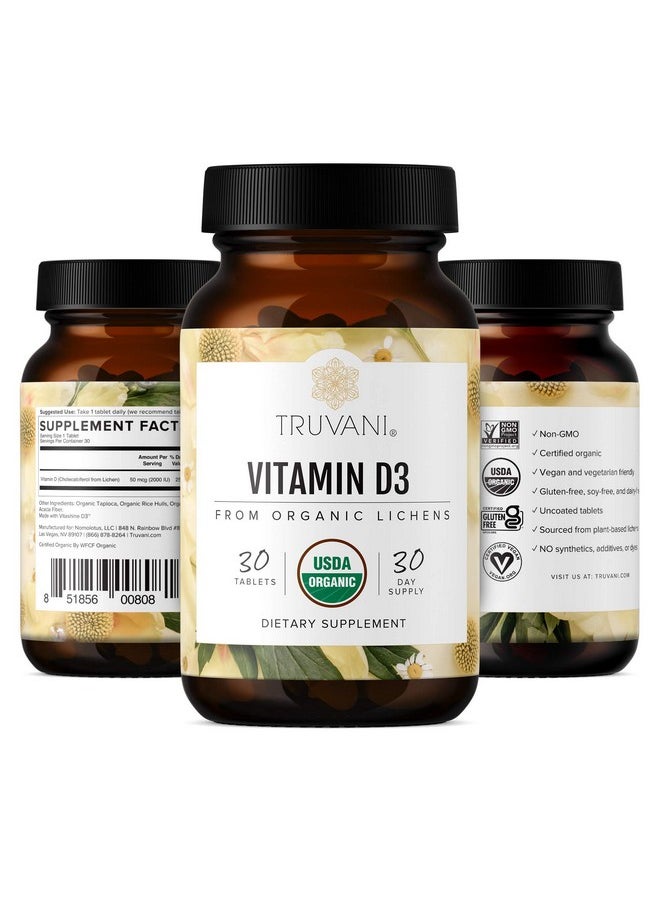 Truvani Organic Vitamin D3 - Plant-Based, USDA Organic, Gluten-Free, Non-GMO, Vegan D3 Supplement - Supports Bone, Immune & Brain Health - 30 Tablets - pzsku/Z13B4C3FCAC577147278CZ/45/_/1739882228/88f6e1aa-d546-4baf-bc21-26169275093f