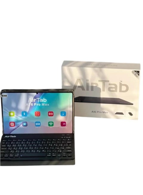 A16 Pro Max 5G Smart Tablet with 10.1 Inch Display 16GB RAM 1TB ROM 10000mAh Battery with Wireless Arabic Keyboard Black