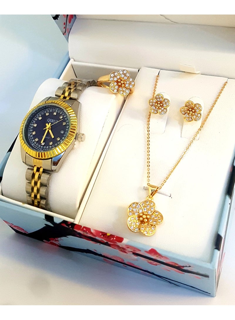 Watch and three jewelry set