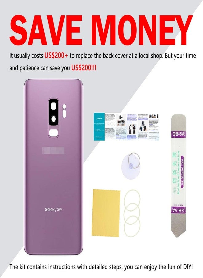 UooFide Compatible for Samsung Galaxy S9 Plus Back Glass Cover Replacement 6.2-Inches SM-G965 All Carriers with Installation Manual + Repair Tool Kit (Lilac Purple) - Image 5