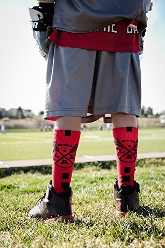 MadSportsStuff LAX Lacrosse Socks with Lacrosse Sticks Athletic Crew Socks (Royal/White, Medium) - Image 5