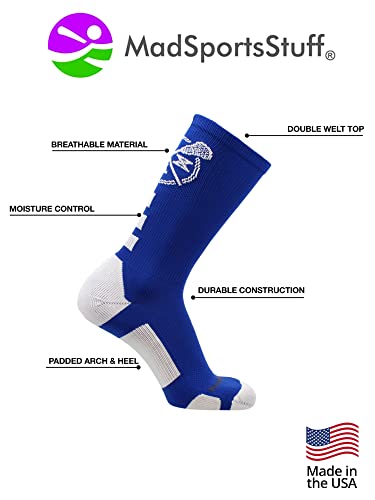 MadSportsStuff LAX Lacrosse Socks with Lacrosse Sticks Athletic Crew Socks (Royal/White, Medium) - Image 3