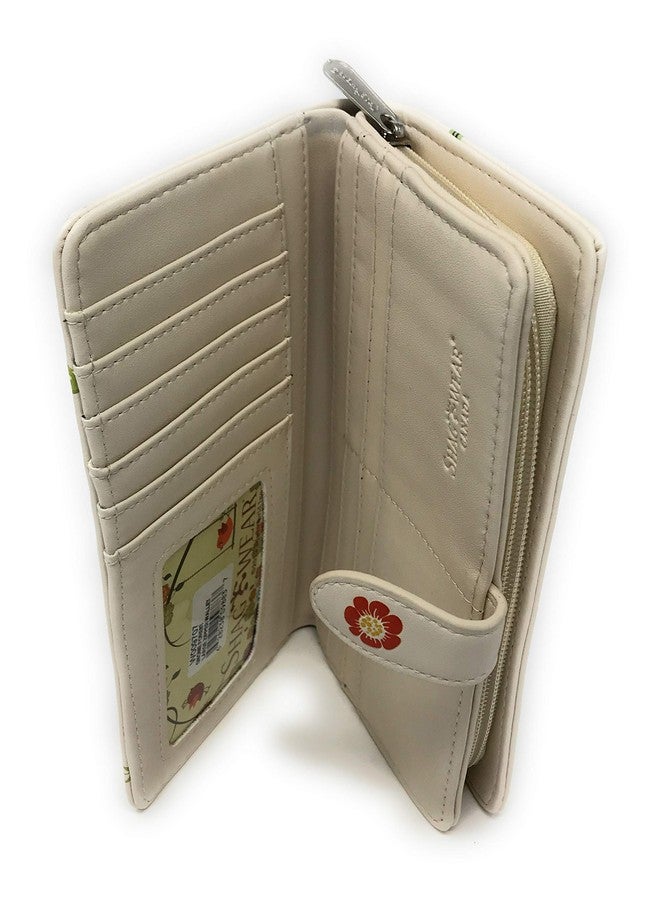 Shag Wear Gnome Forest Large Wallet for Women and Teen Girls Multiple Gnomes Mushrooms Plants Vegan Faux Leather Beige 7" - Image 4