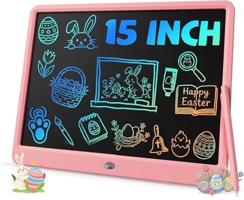 TEKFUN 15 Inch LCD Writing Tablet for Girls Ages 812 Large Drawing Tablet for Kids ScreenFree Writing Pad for Learning Quiet Time Creative Christmas Gift for 8 9 10 Year Old Girl Pink - Image 1