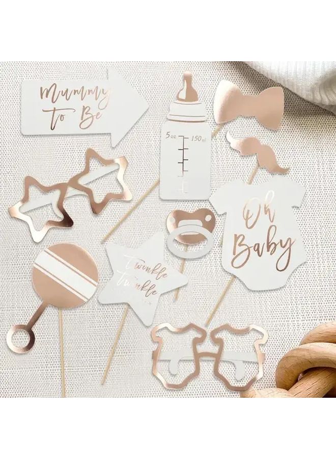 Rose Golden Photo Booth Props Set for Baby Shower Gender Reveal Birthday - Image 4