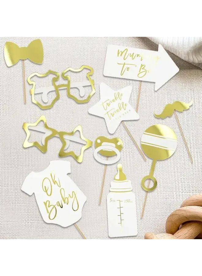 Rose Golden Photo Booth Props Set for Baby Shower Gender Reveal Birthday - Image 2