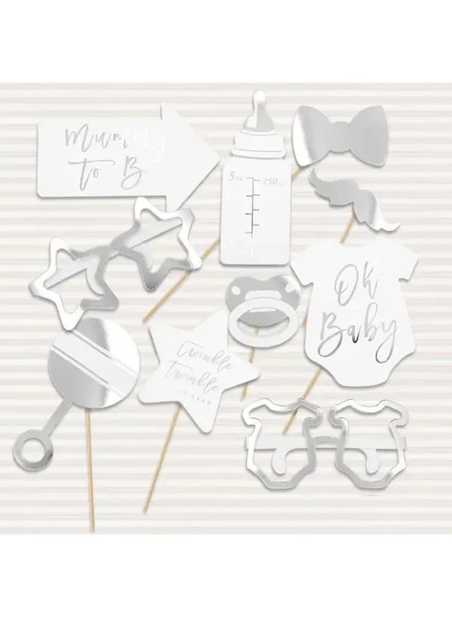 Rose Golden Photo Booth Props Set for Baby Shower Gender Reveal Birthday - Image 1