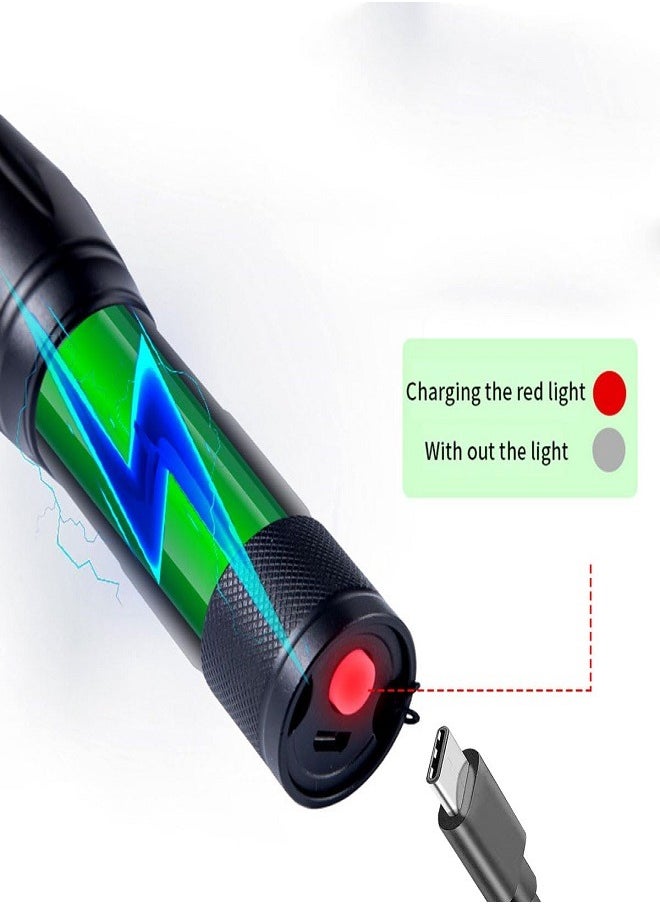 Uv Flashlight,2 In 1 395 Nm Led Flashlight,Aluminum Alloy Waterproof Flashlight,4 Light Modes With Usb Charging