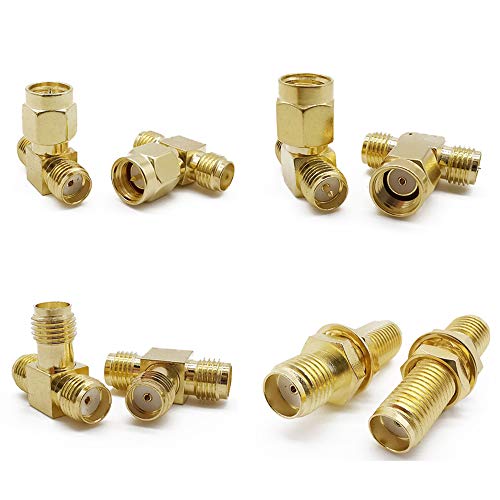 ALLiSHOP SMA Connectors Kit: RP-SMA Adapter Plug & Jack Straight & 90 Gold Plated Brass RF Coax Connectivity Set for FPV Antennas, Radio, Baofeng, Yaesu, IP Camera Project - Image 4