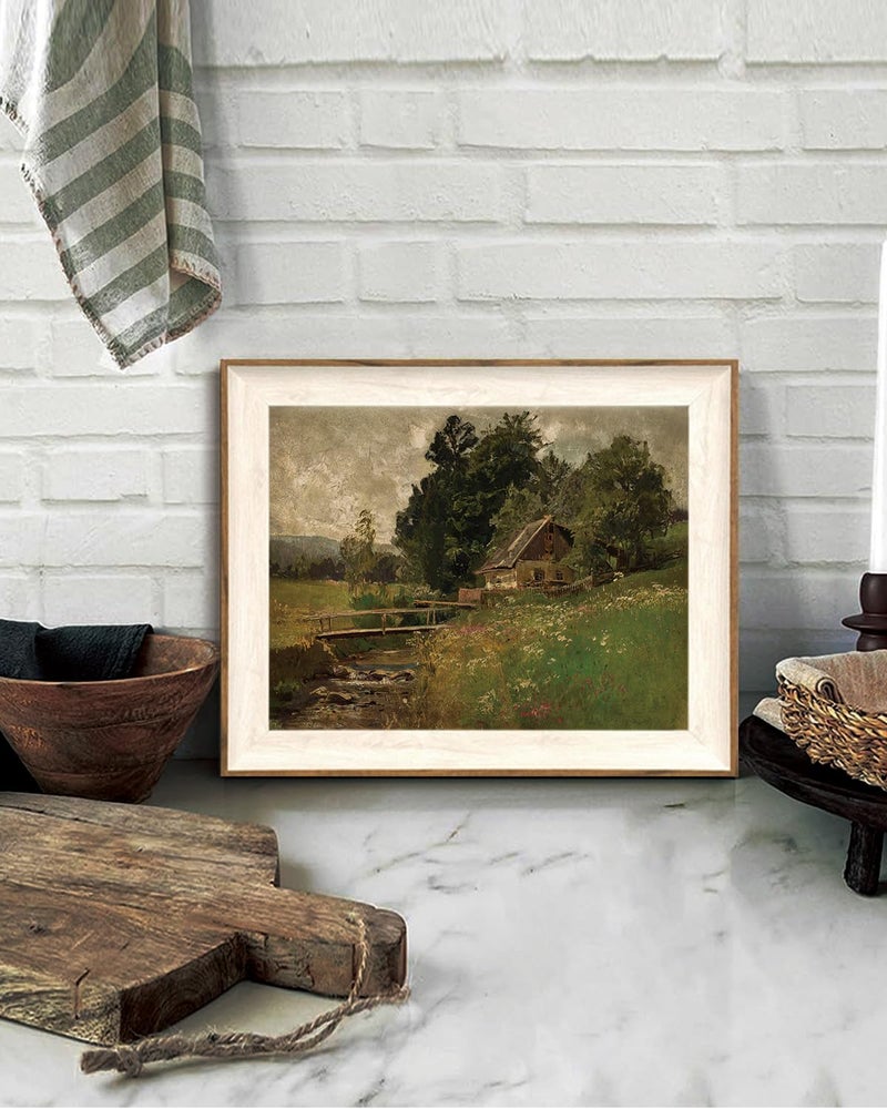 KISSFOX Framed Wall Art Vintage Wall Decor Landscape Canvas Art Countryside Pictures Cottage Paintings Rustic Artwork Farmhouse Prints For Living Room Bedroom Bathroom Kitchen - Image 2